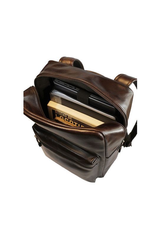 Mochila notebook  café  16"  100% cuero natural  Glasgow Craftmen -4