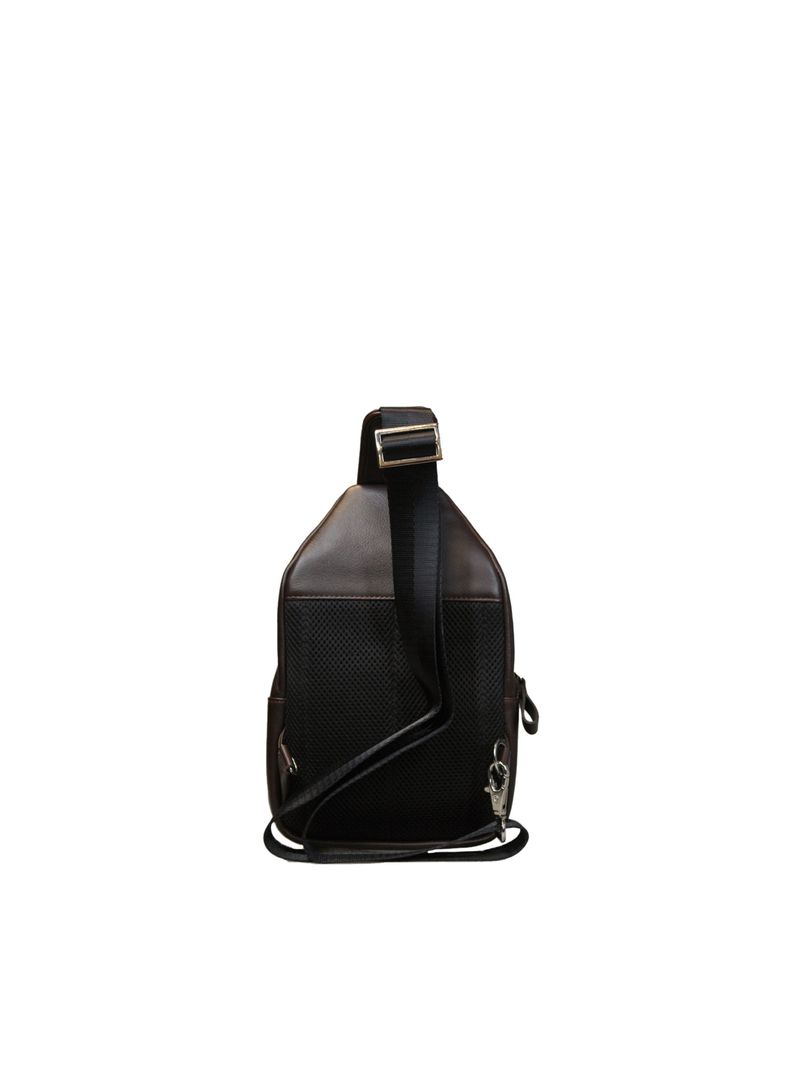 Bandolera Hombre Café  Craftmen 100% cuero genuino -2
