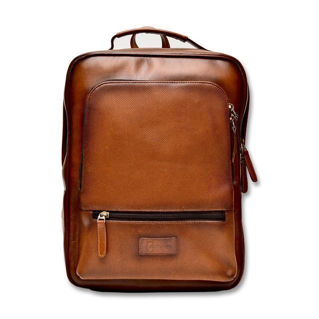Mochila 100% Cuero Natural Genuino, Color Brandy-0