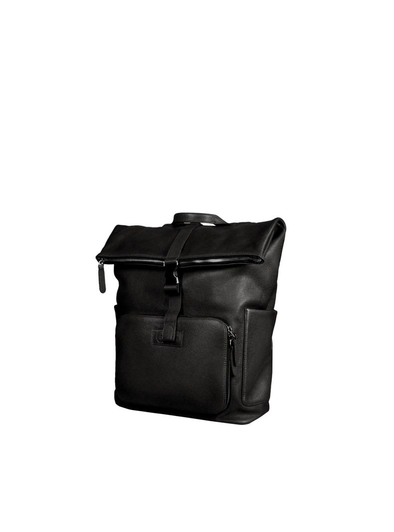 Mochila  Belfast negro  Craftmen 100% cuero genuino  16"-0