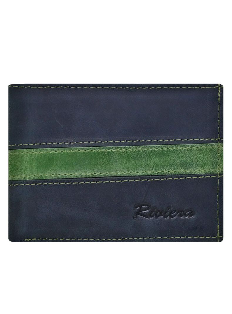 Pack Billetera-Llavero, 100% Cuero Negro-Verde.-1