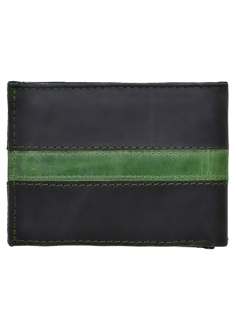 Pack Billetera-Llavero, 100% Cuero Negro-Verde.-2