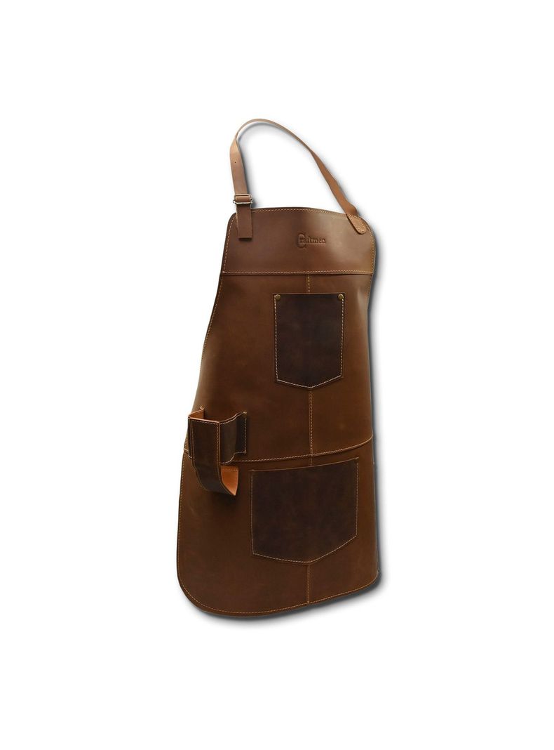 Pechera Craftmen  100% cuero natural café claro -0