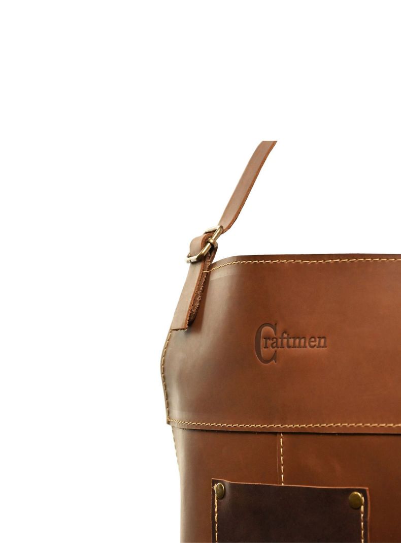Pechera Craftmen  100% cuero natural café claro -1