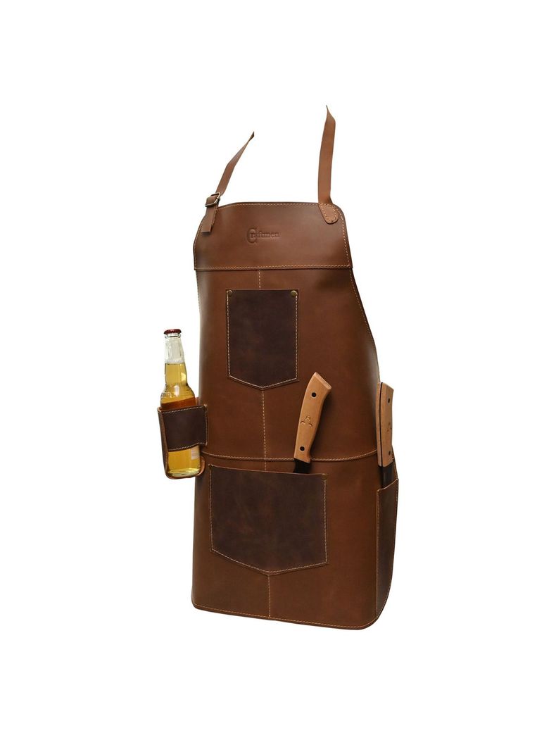 Pechera Craftmen  100% cuero natural café claro -2