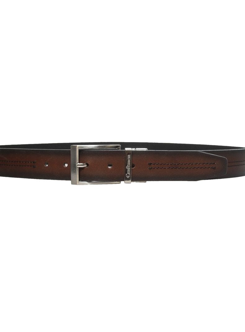 Cinturon  Lewis  Craftmen Reversible Cafe  100% cuero genuino -2