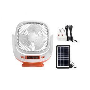 Ventilador Recargable Solar / Linterna / Radio / Bluetooh-2