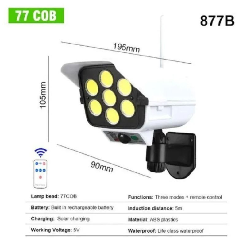 Lampara Foco Solar Camara Falsa Seguridad 77 Con Sensor Movimiento-2