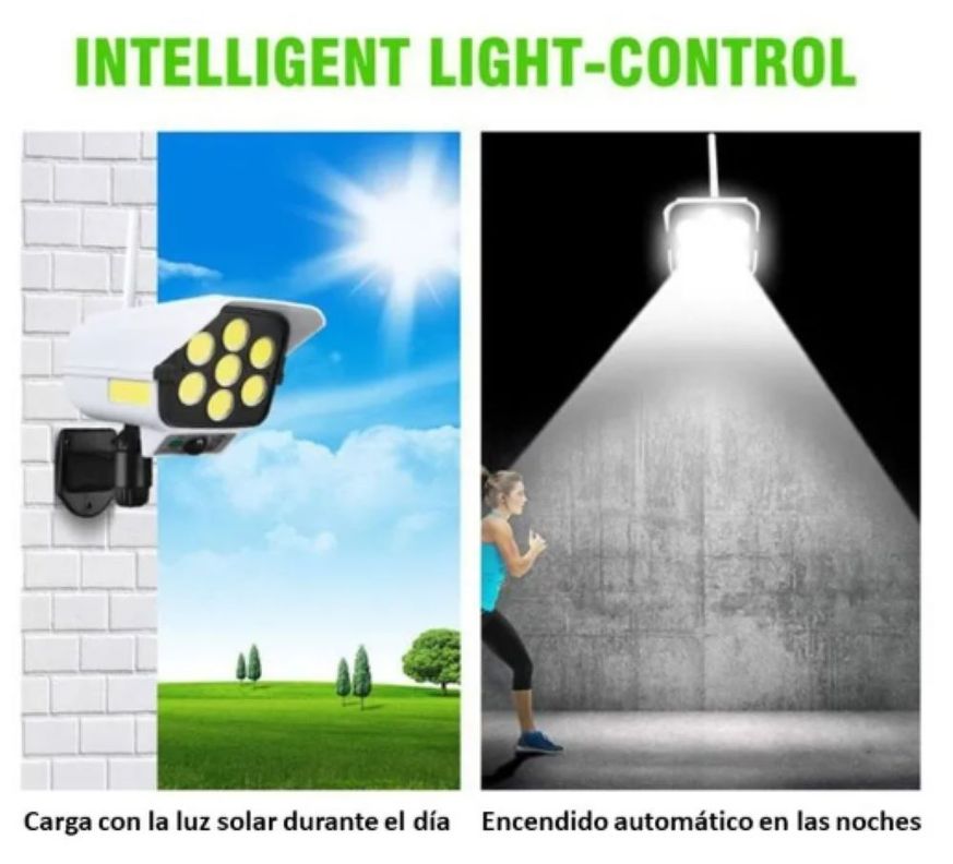Lampara Foco Solar Camara Falsa Seguridad 77 Con Sensor Movimiento-4