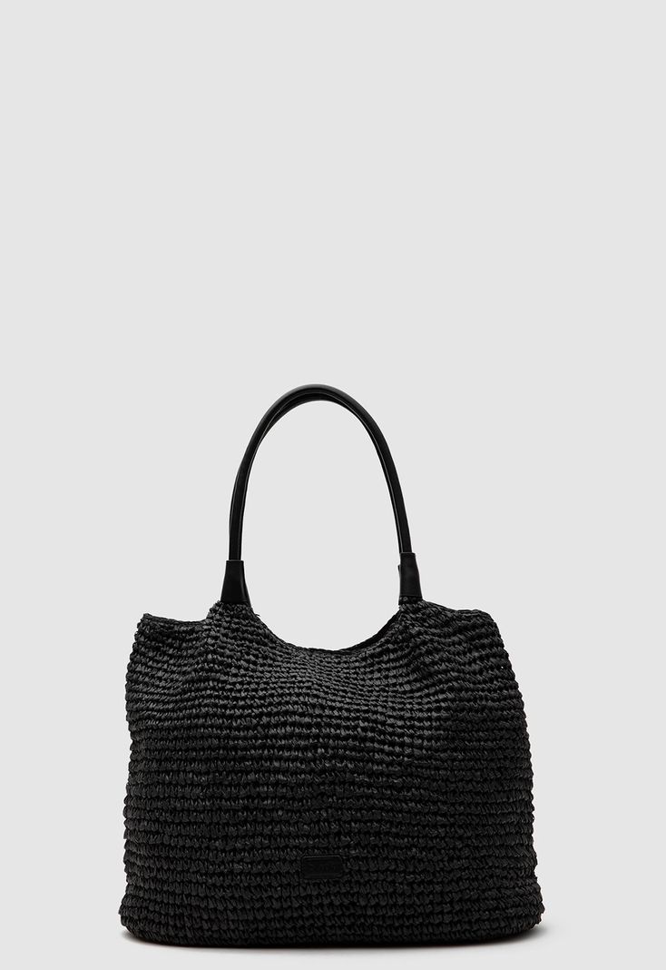 Cartera Tote Raffia Black Black Bubba Negro