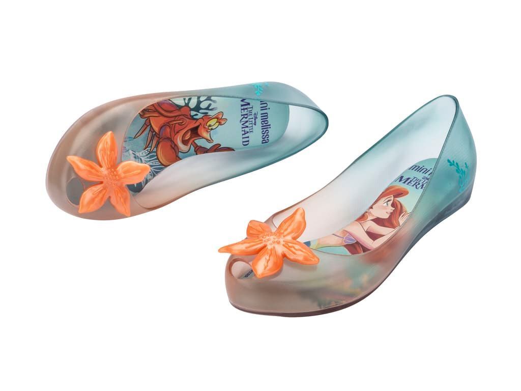Ballerina Mini Melissa Ultragirl + Little Mermaid II Inf Vidro/Naranja/Verde-3