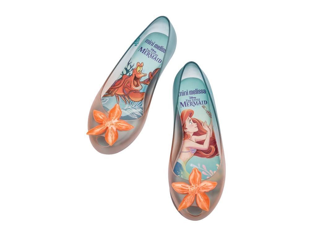 Ballerina Mini Melissa Ultragirl + Little Mermaid II Inf Vidro/Naranja/Verde-4