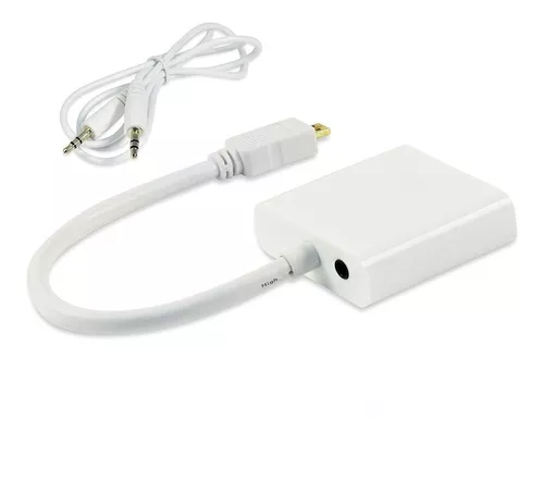 Conversor de video micro HDMI a Vga + Audio 3.5mm blanco-1
