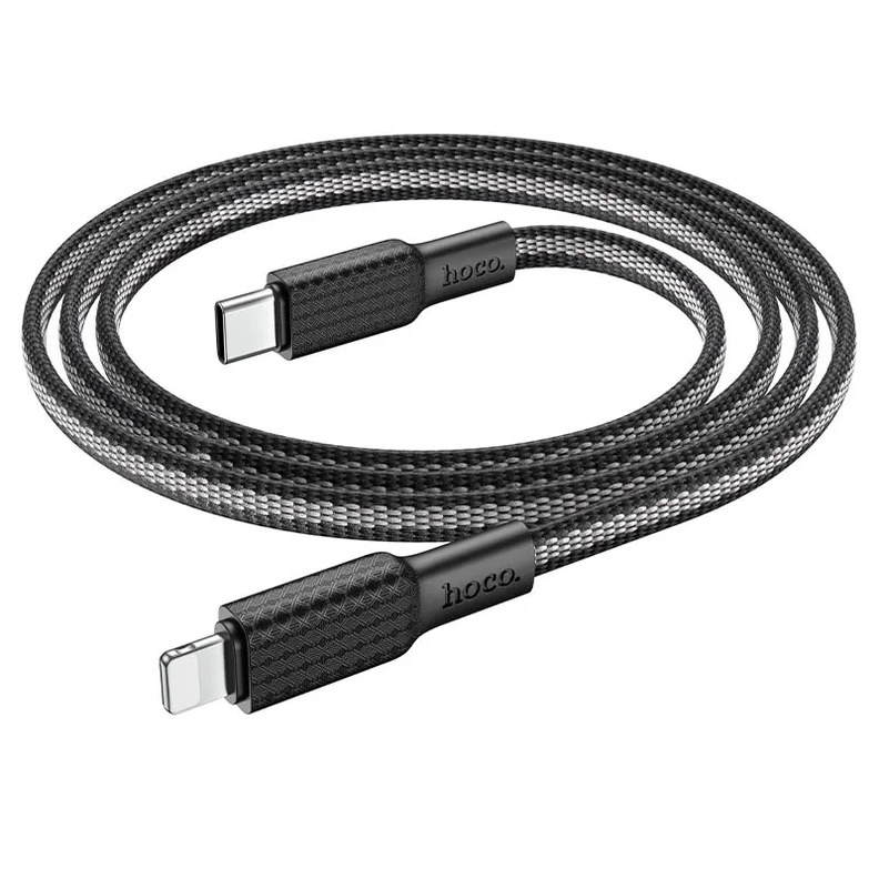 Cable Hoco X69 Usb -c A Lightning acordonado 20w negro-0