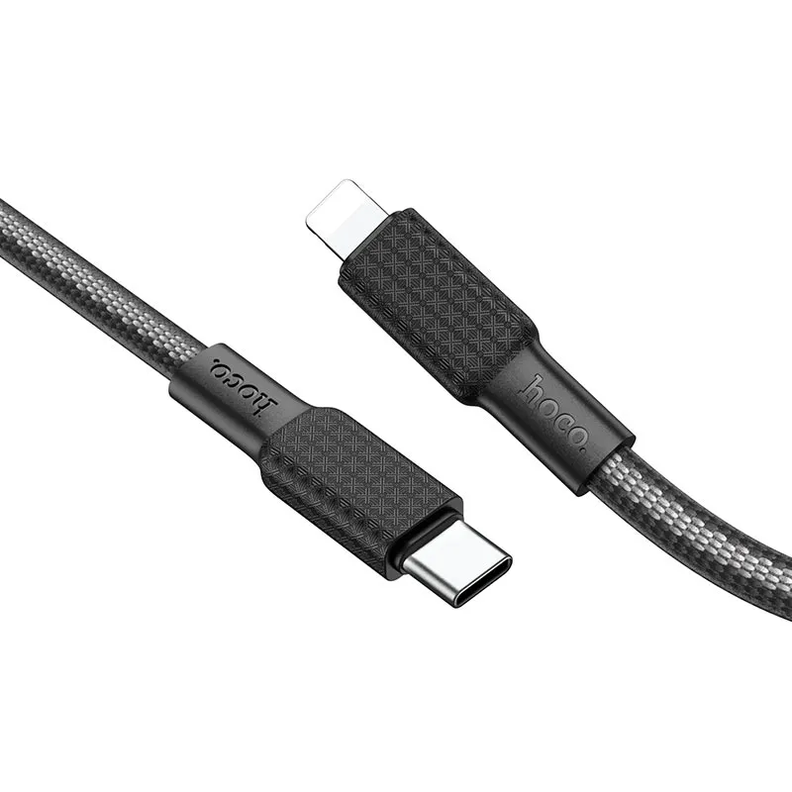 Cable Hoco X69 Usb -c A Lightning acordonado 20w negro-1