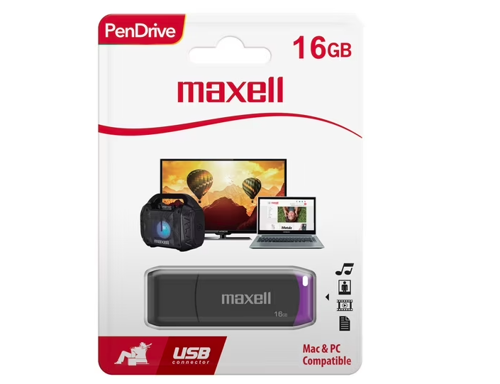 Pendrive Maxell USB 2.0 16gb negro morado-1