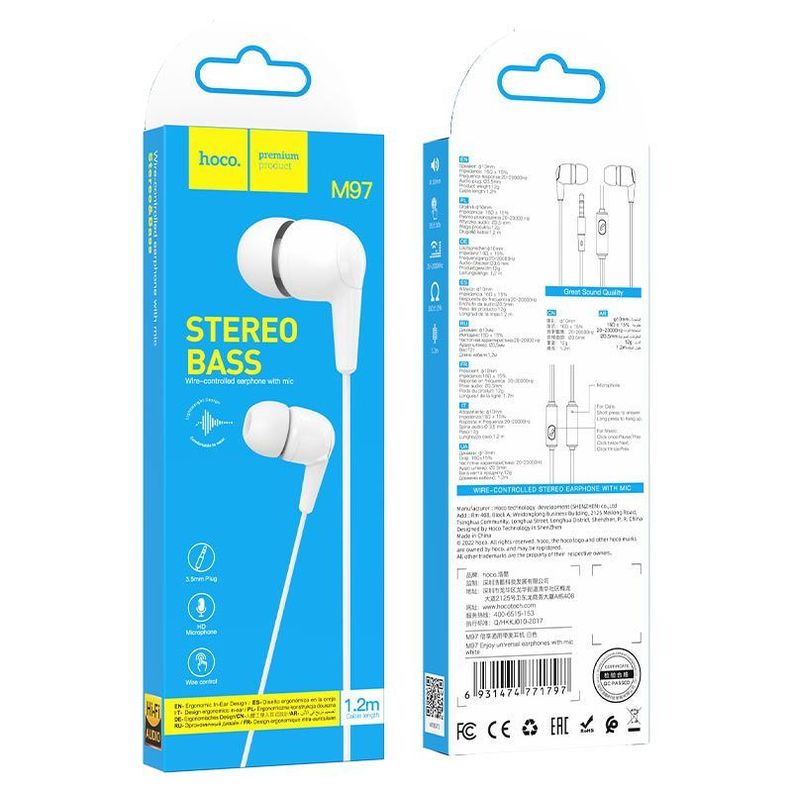 Audifono Hoco manos libre 3.5mm M97-2
