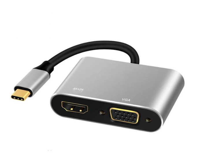 Hub Adaptador 4 en 1 Type-C a HDMI 4K + VGA + USB 3.0+ USB C-4