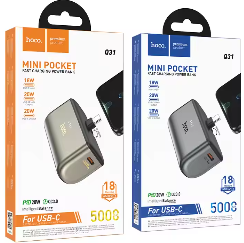 Power bank Hoco Mini pocket 20W 5000mAh Tipo C dorado-3