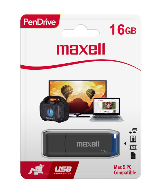 Pendrive Maxell USB 2.0 16gb negro azul-1