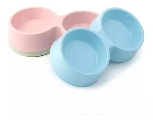 Plato de comida para mascotas doble 28*14.5*5.5 cm colores-1