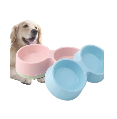Plato de comida para mascotas doble 28*14.5*5.5 cm colores-0