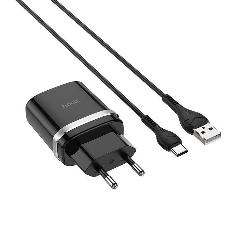 Cargador Hoco C12q Tipo C 3.0 Negro-1