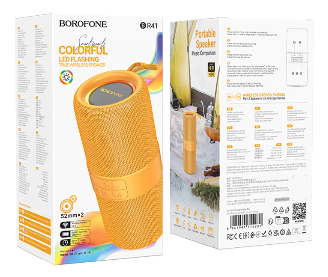 Parlante Inalambrico Bluetooth Borofone Br41 Fm Usb Tws Naranjo-1