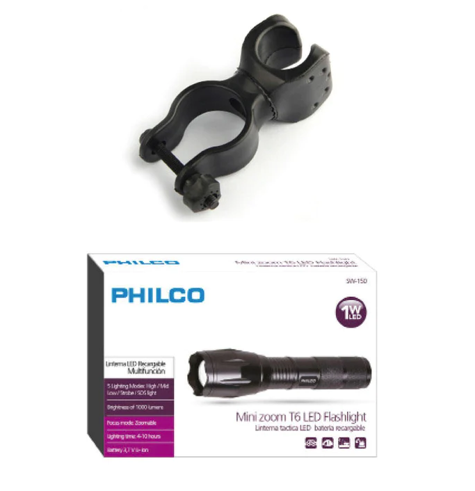 Linterna led T6 Philco con soporte para bicicleta-4