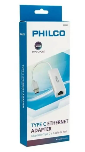 Adaptador de red Philco Rj45 a  tipo c blanco-1