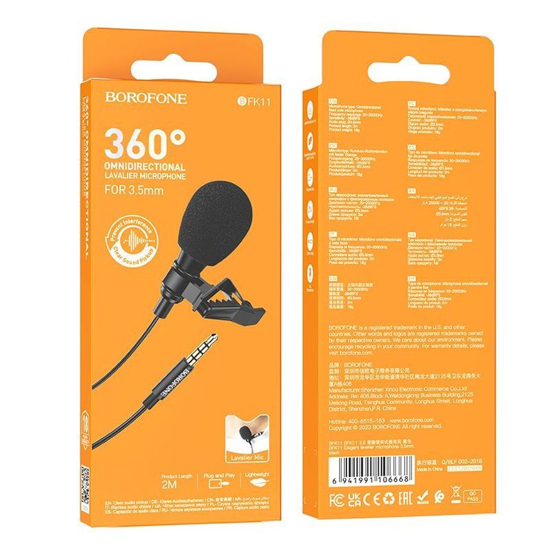 Borofone Micrófono Lavalier BFK11 Elegante jack 3,5 mm 2M-3
