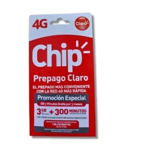 Tarjeta Sim chip claro 3GB+300 minutos-0