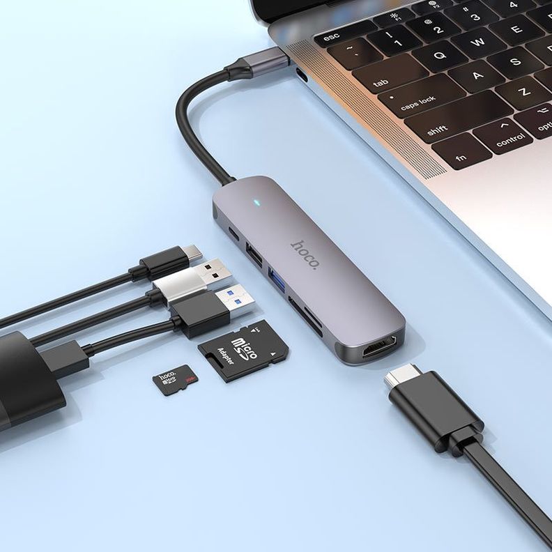 Hub Hoco HB28 USB-C to HDTV+USB3.0 +USB2.0+SD-4
