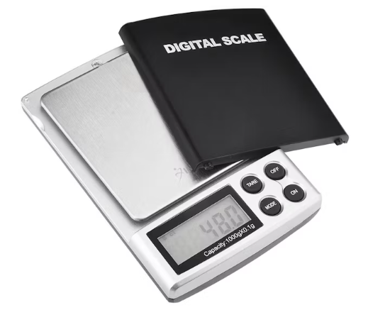 Pesa gramera digital de 0.1gr a 1k plateado-0