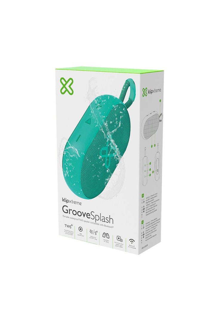 Parlante Klip Xtreme GrooveSplash TWS Bluetooth IPX7 Verde-4