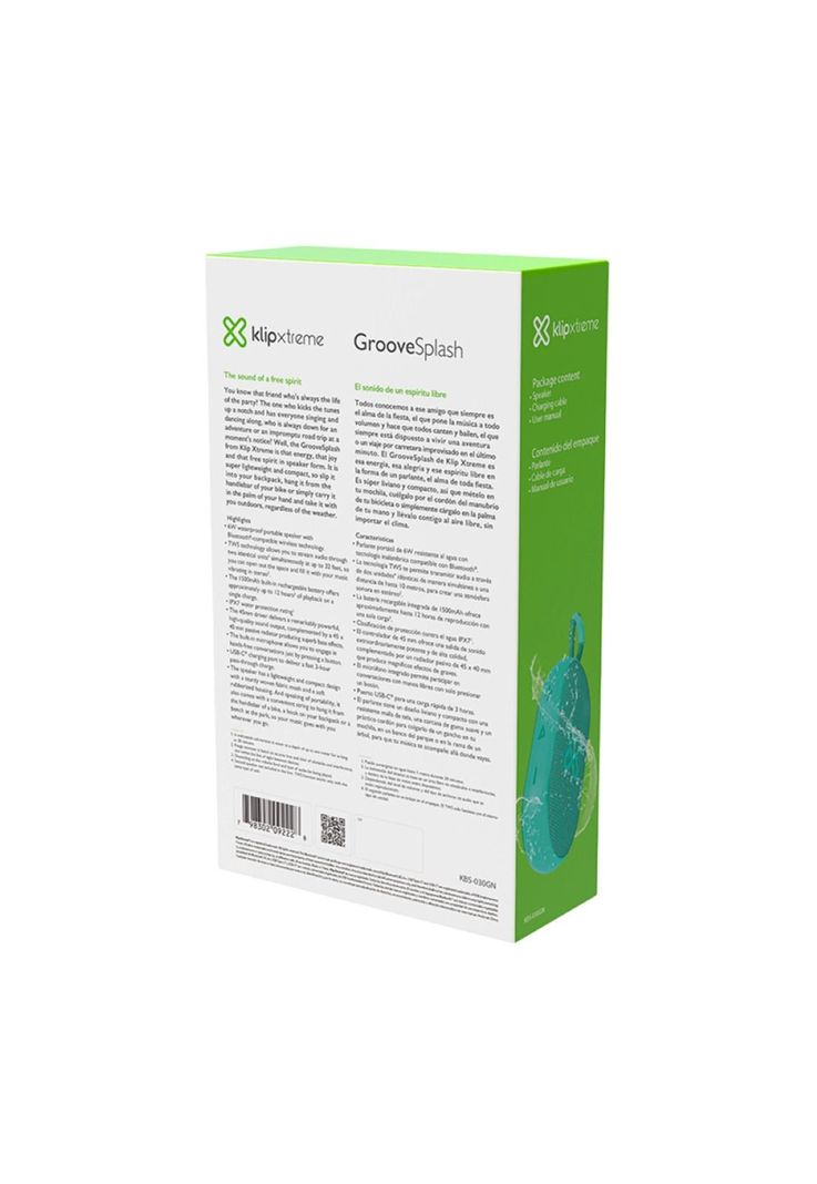 Parlante Klip Xtreme GrooveSplash TWS Bluetooth IPX7 Verde-5