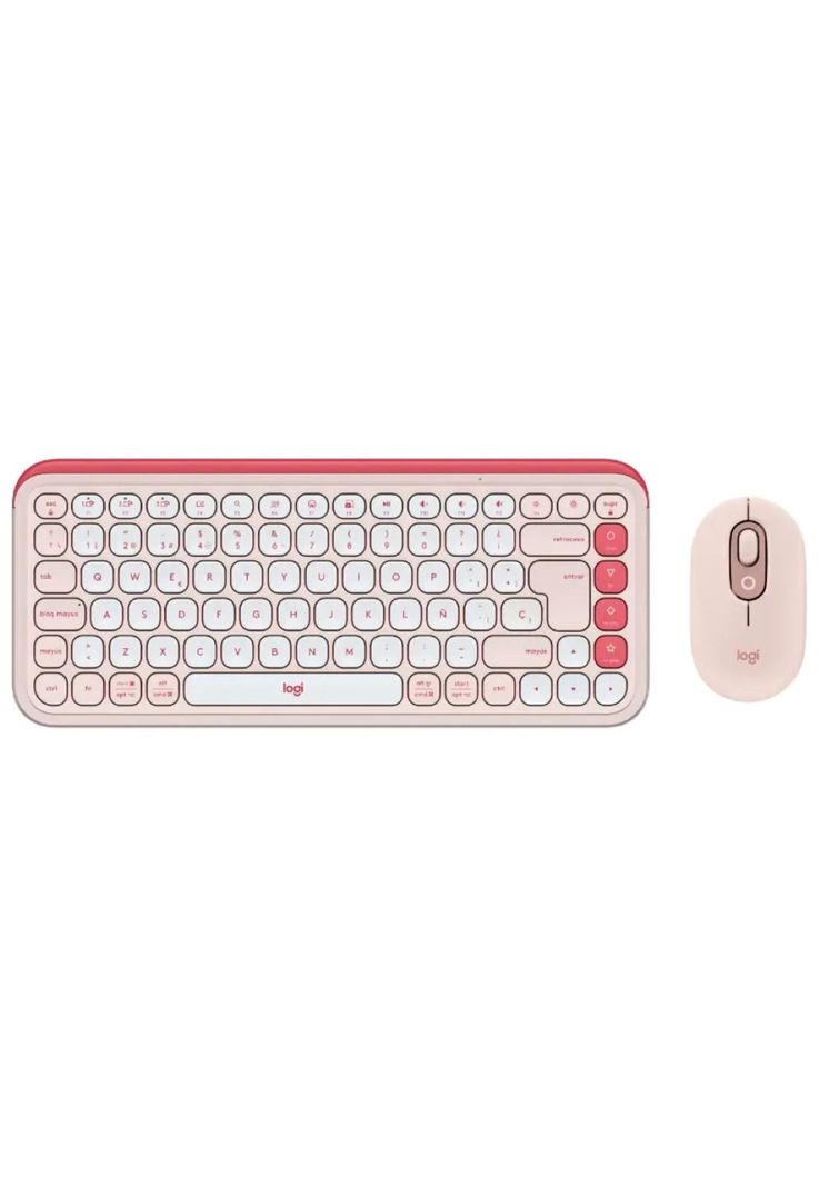 Kit Logitech Pop Icon Teclado + Mouse Inalámbrico BT Rosa-0
