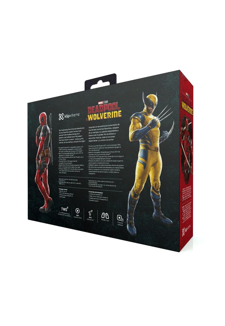 Pack Parlante Portátil Klip Xtreme Nitro Deadpool Wolverine-2