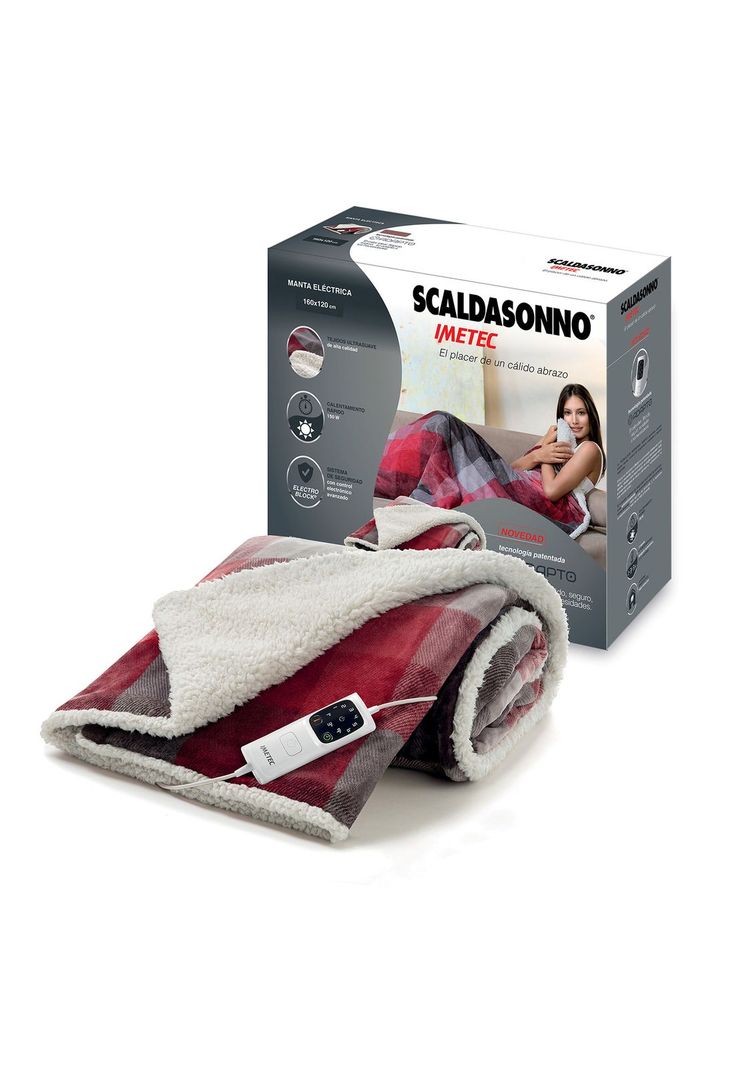 Manta Eléctrica Scaldasonno Cuadrille Rojo 120x160 Cm-0