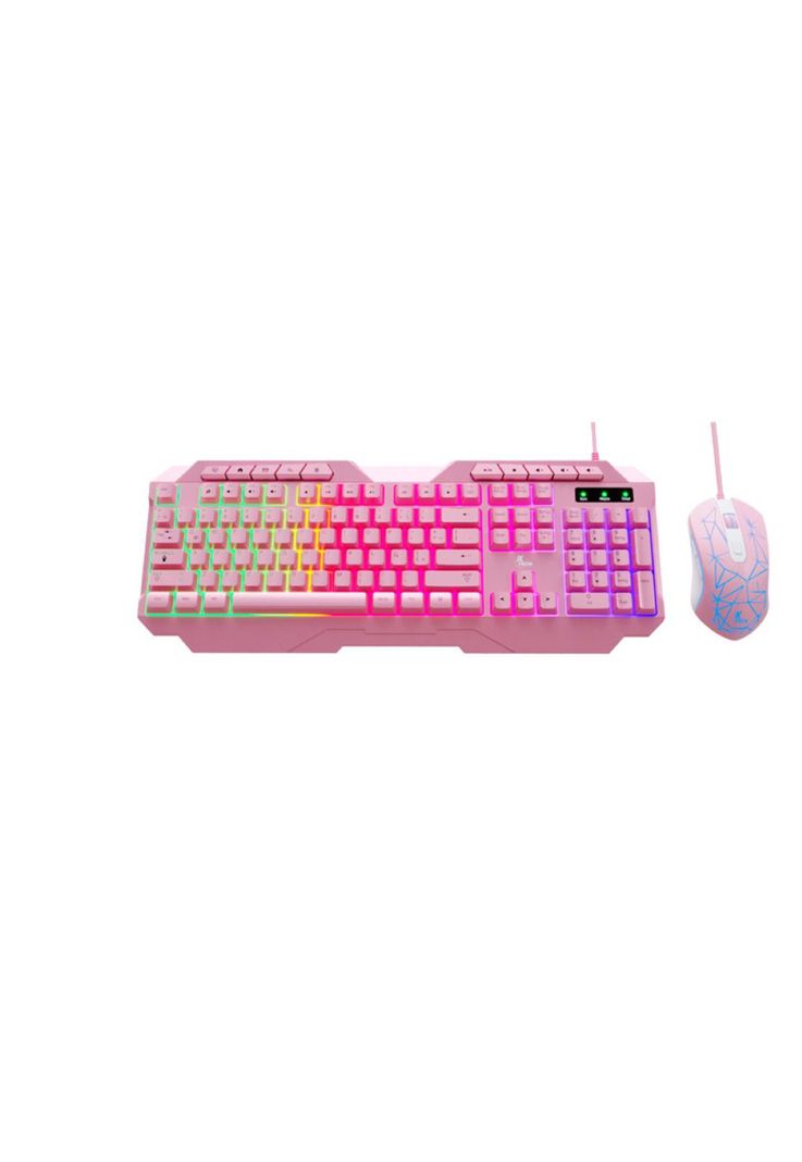 Kit Teclado Mouse Xtech Mirana XTK-540S Led USB Rosa-1
