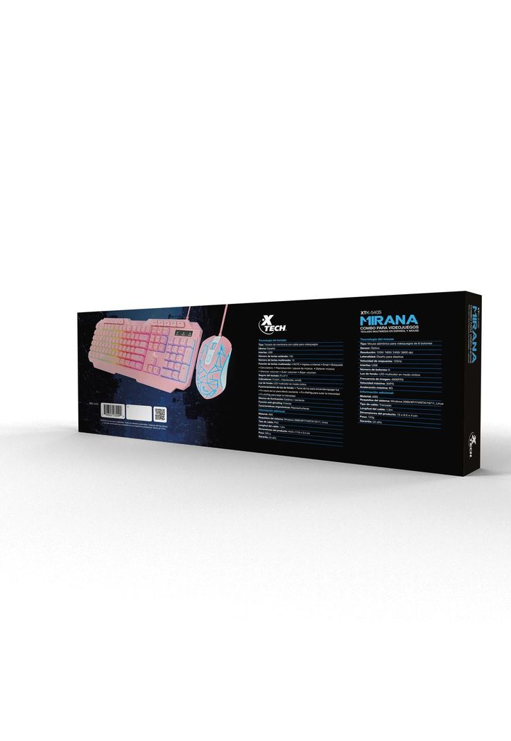 Kit Teclado Mouse Xtech Mirana XTK-540S Led USB Rosa-3