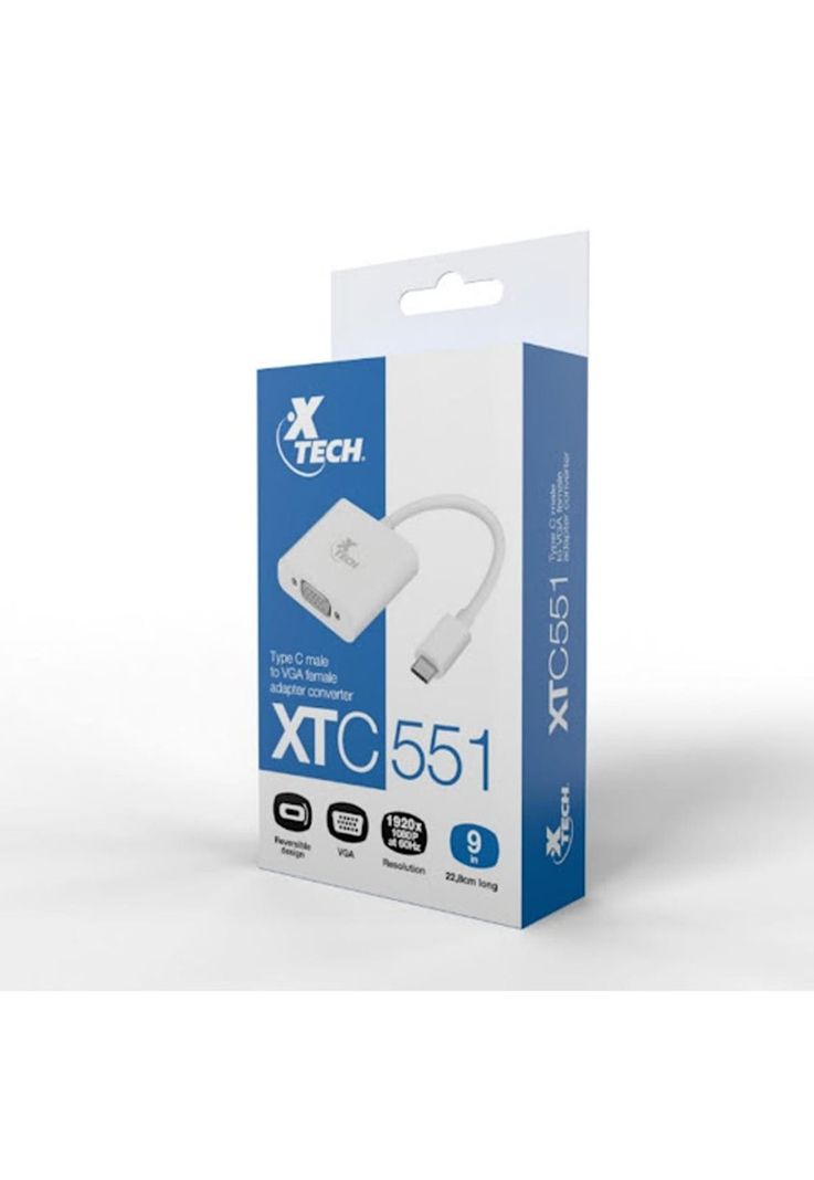 Adaptador XTech XTC-551 de USB-C a VGA Full HD 60Hz Blanco-0