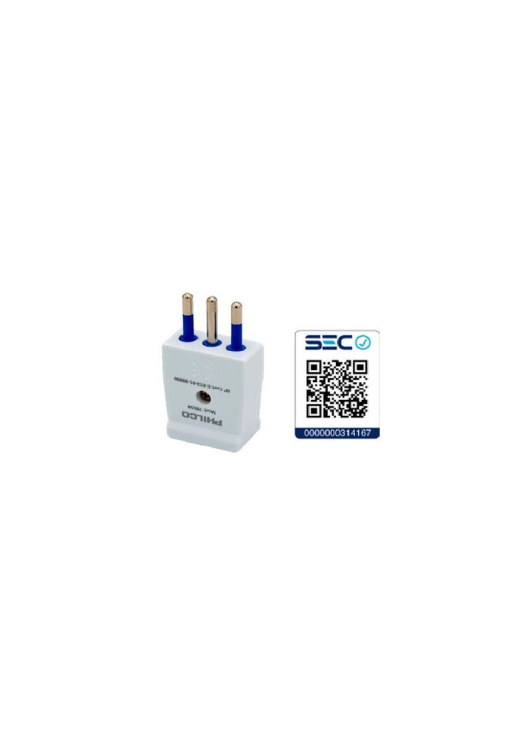 Enchufe Macho Vertical 2p + T Blanco Philco 78550-1