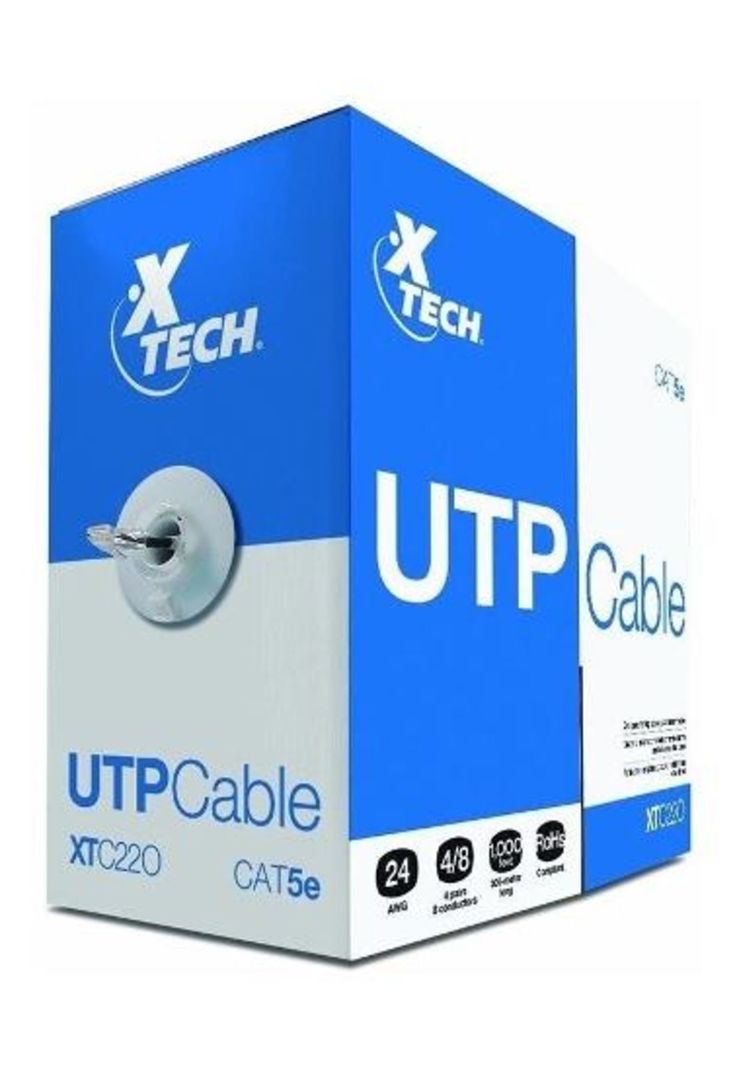 Xtech Caja Cable Utp Categoria 5e Gris De 305 Mts-0