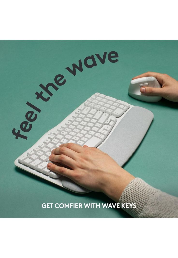 Teclado Logitech WAVE KEYS Ergonómico Inalámbrico Blanco-2