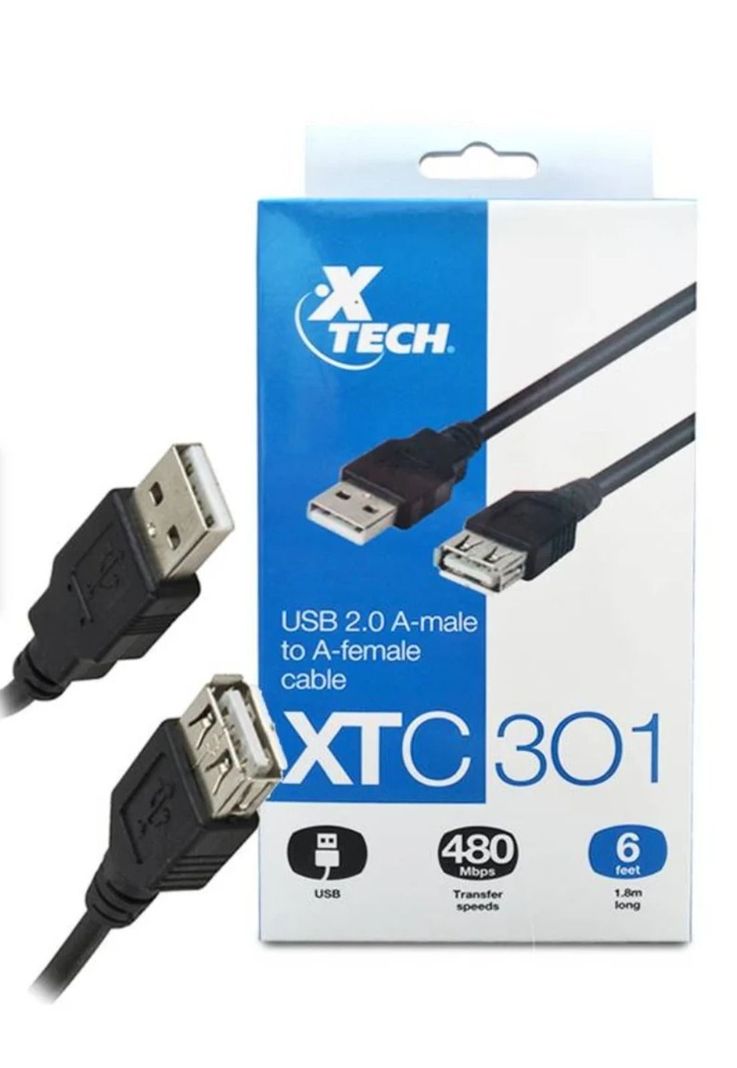 Cable Extensión USB Macho A Hembra 1.8 Metros 2.0 Xtech-2