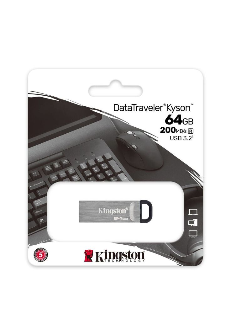 Pendrive Kingston DataTraveler Kyson 64GB USB 3.2 Plata-1