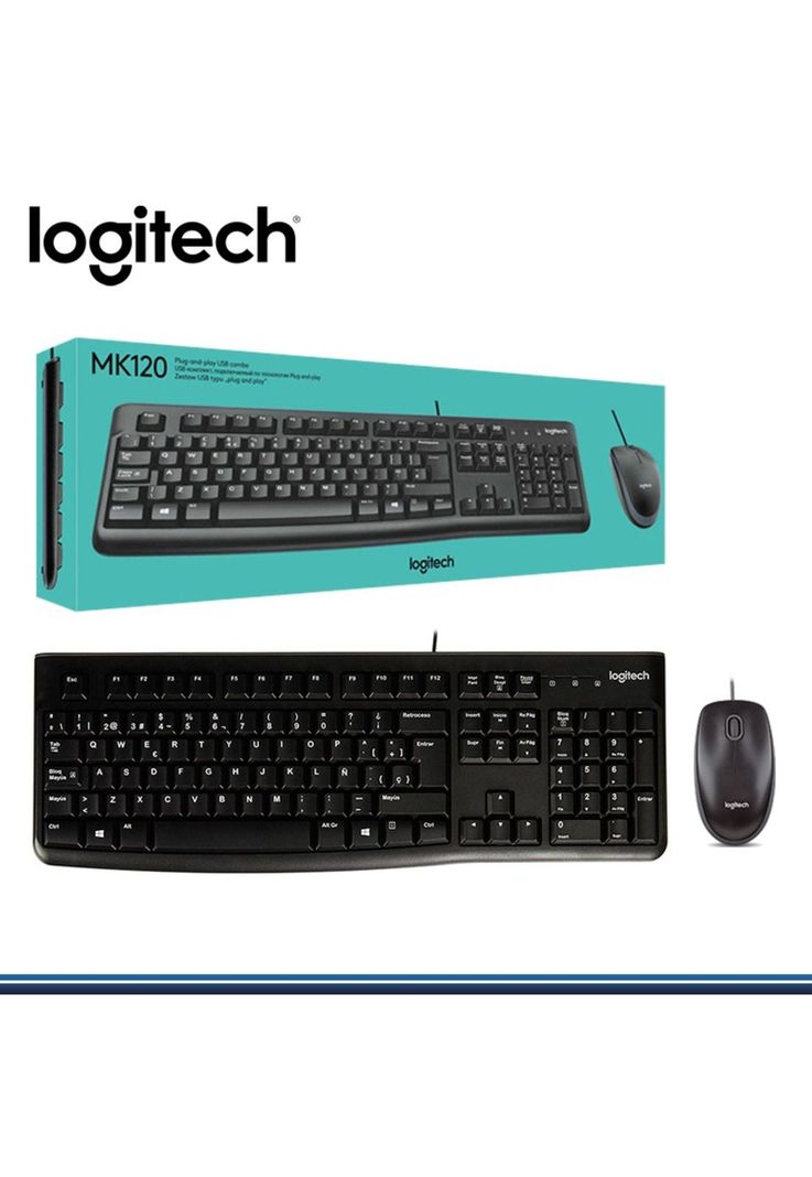 Teclado + Mouse Logitech MK120 alámbrico USB Español Negro-3