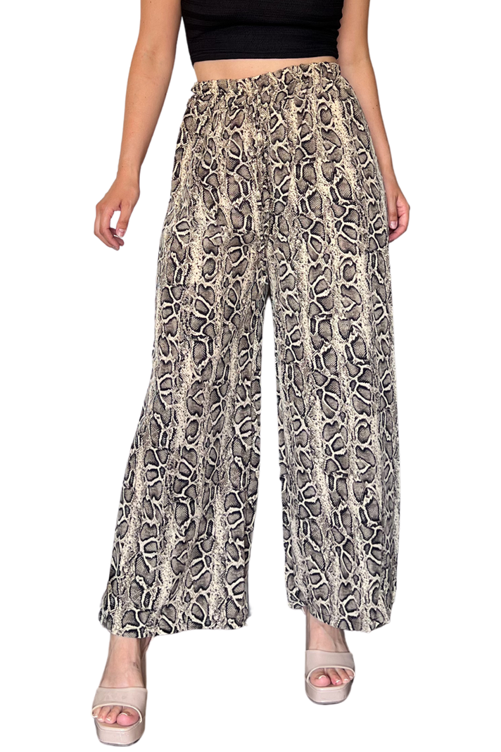 Pantalón palazzo mujer Lucky Diamonds estampando animal print-0