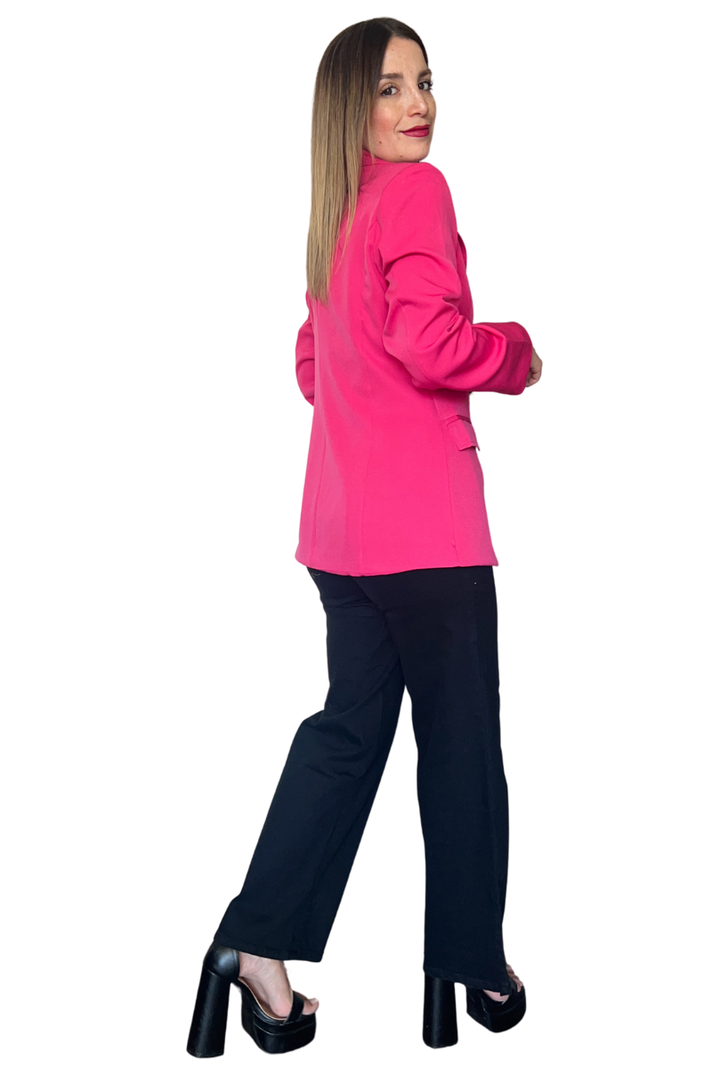 Blazer largo sastrero con botones escote en V-2